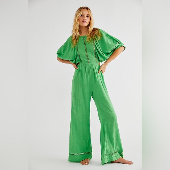 Free People Salerno Jumpsuit Green - Size S - Picture 1 of 8